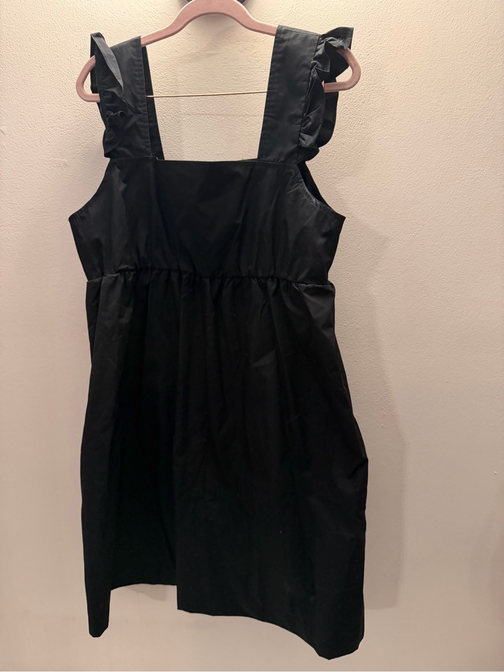 GB Dillard's Black Ruffle Strap Empire Waist Poplin Mini Dress Size XL
